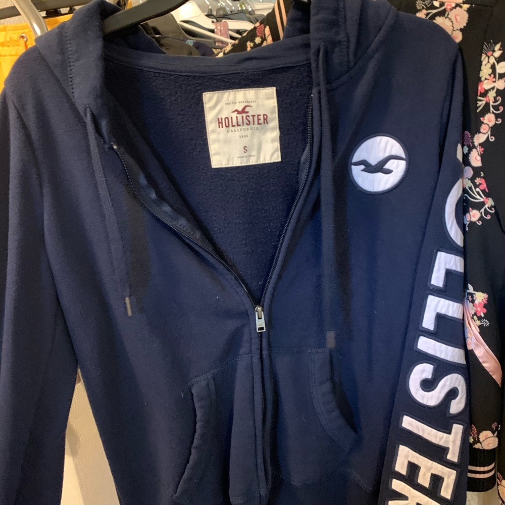 Navy Blue Hollister Zip-Up Jacket